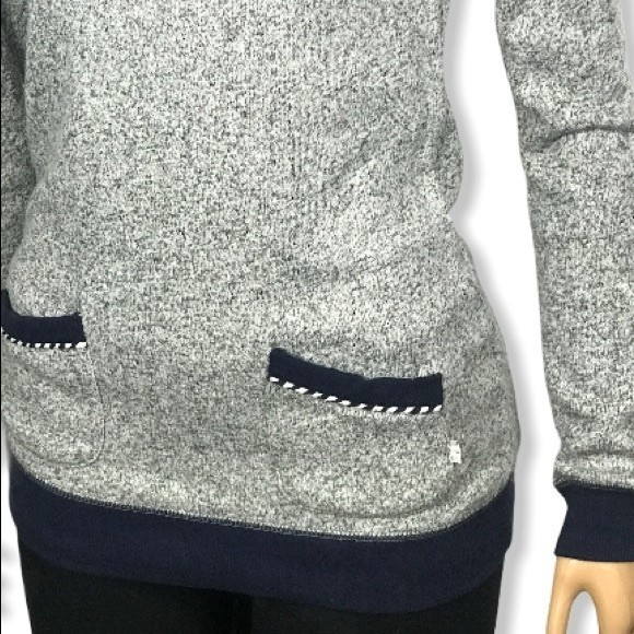 Quicksilver Sweater Top Pullover Heather Gray Navy Pocket Details size XS - Picture 12 of 16